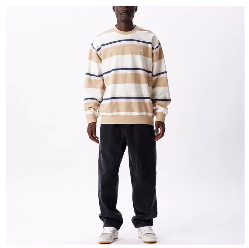OBEY Organic Cotton men's Striped Crew Neck Size L
